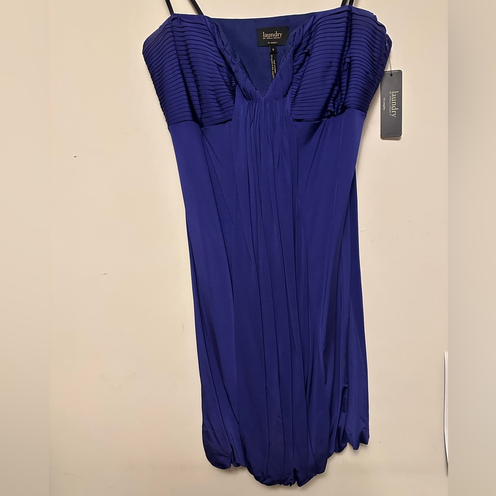 Strapless purple mini dress